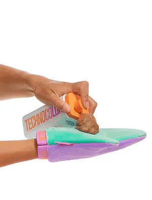 Bondi Sands Technocolor Emerald self-tanning foam in caramel shade, 200ml, with vibrant green packaging.
