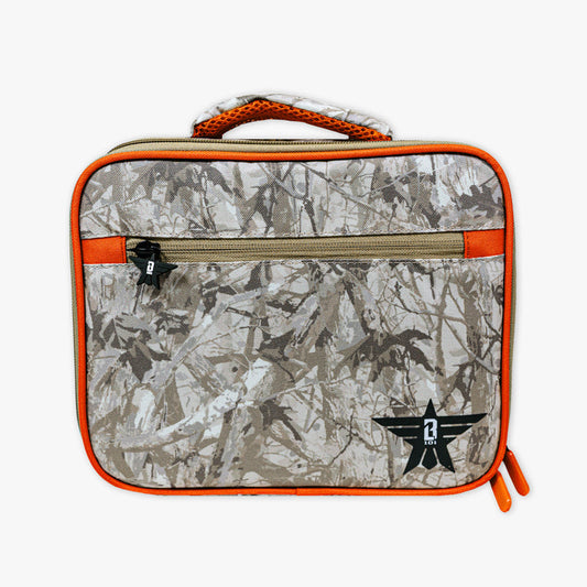 Adult model wearing multi-color lunch box with "Born To Fly SZN 2" design