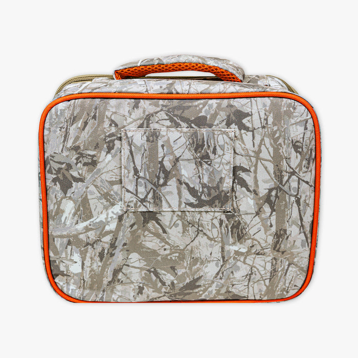Adult model wearing multi-color lunch box with "Born To Fly SZN 2" design