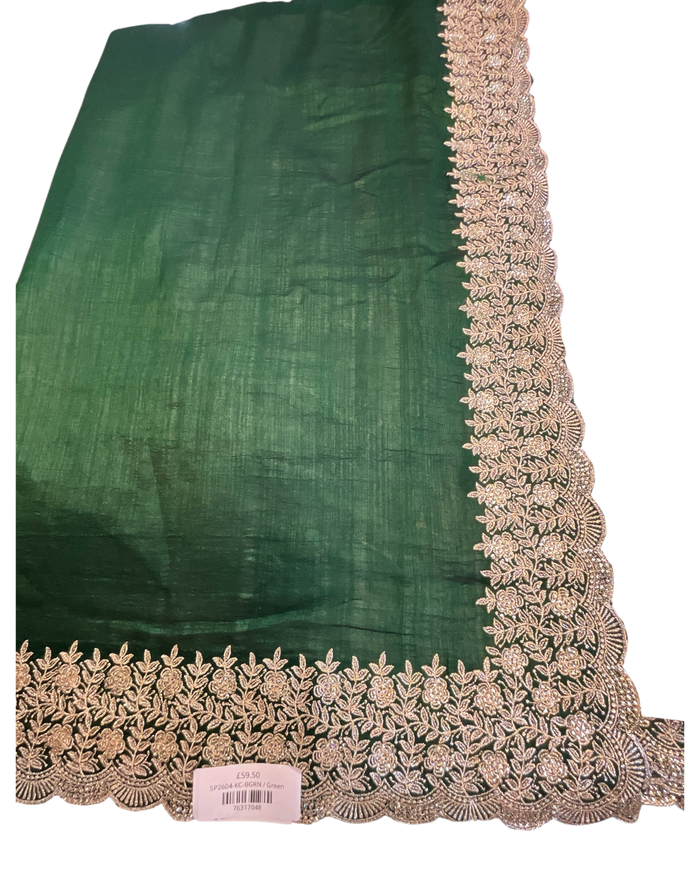 Bottle Green - Fancy Party Saree with Blouse Piece - UK stock - 24hr Dispatch - SP2604 KC