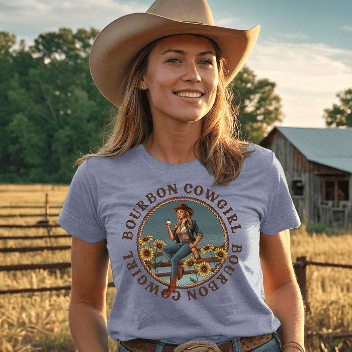 Bourbon Cowgirl tee shirt with logo