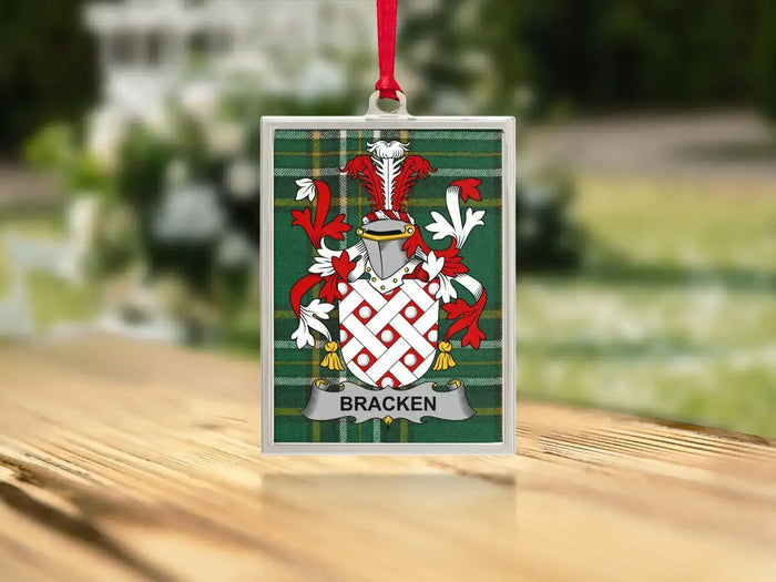 Bracken Irish family crest Christmas ornament — keepsake for the tree