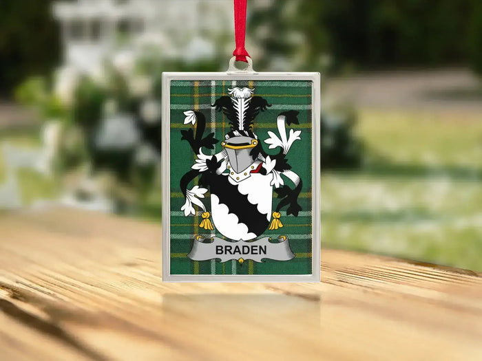 Braden Irish family crest Christmas ornament — keepsake for the tree