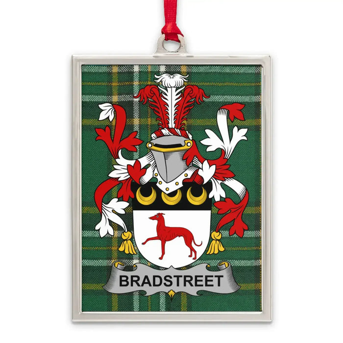 Bradstreet Irish family crest Christmas ornament — silver-tone portrait-frame keepsake