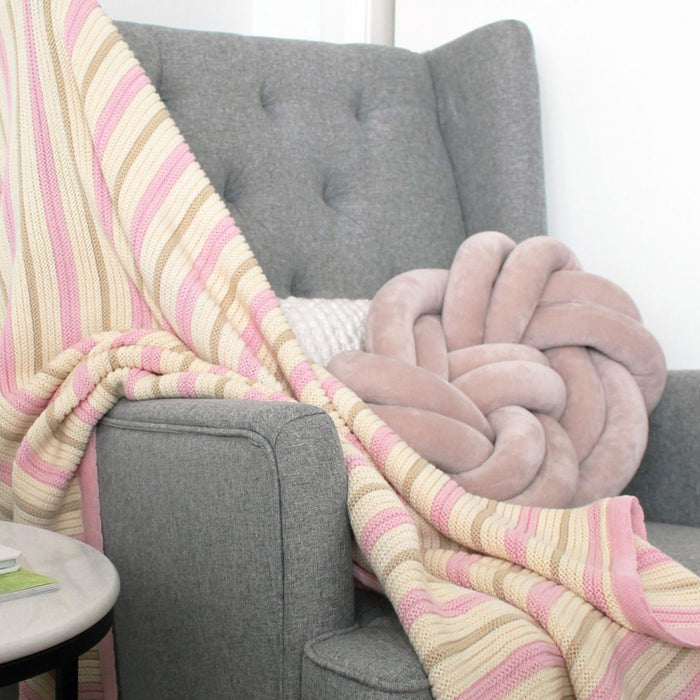 Branberry Striped Garter Knit Bassinet Blanket - Pink