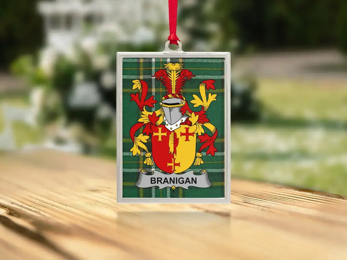 Branigan Irish family crest Christmas ornament — keepsake for the tree