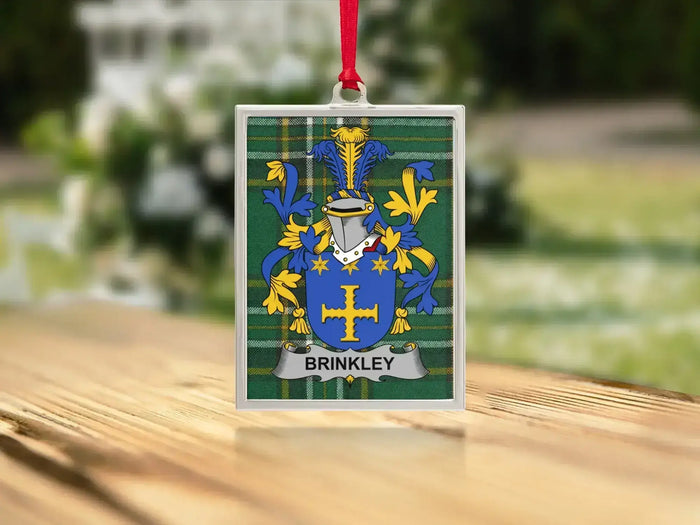 Brinkley Irish family crest Christmas ornament — keepsake for the tree
