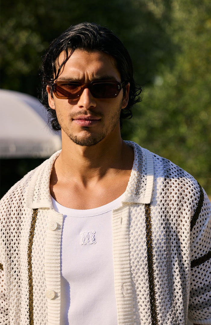 Brisa Cotton Crochet Stripe Shirt