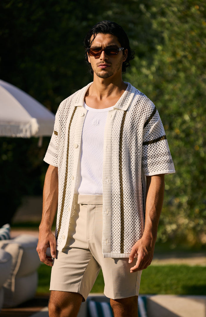 Brisa Cotton Crochet Stripe Shirt