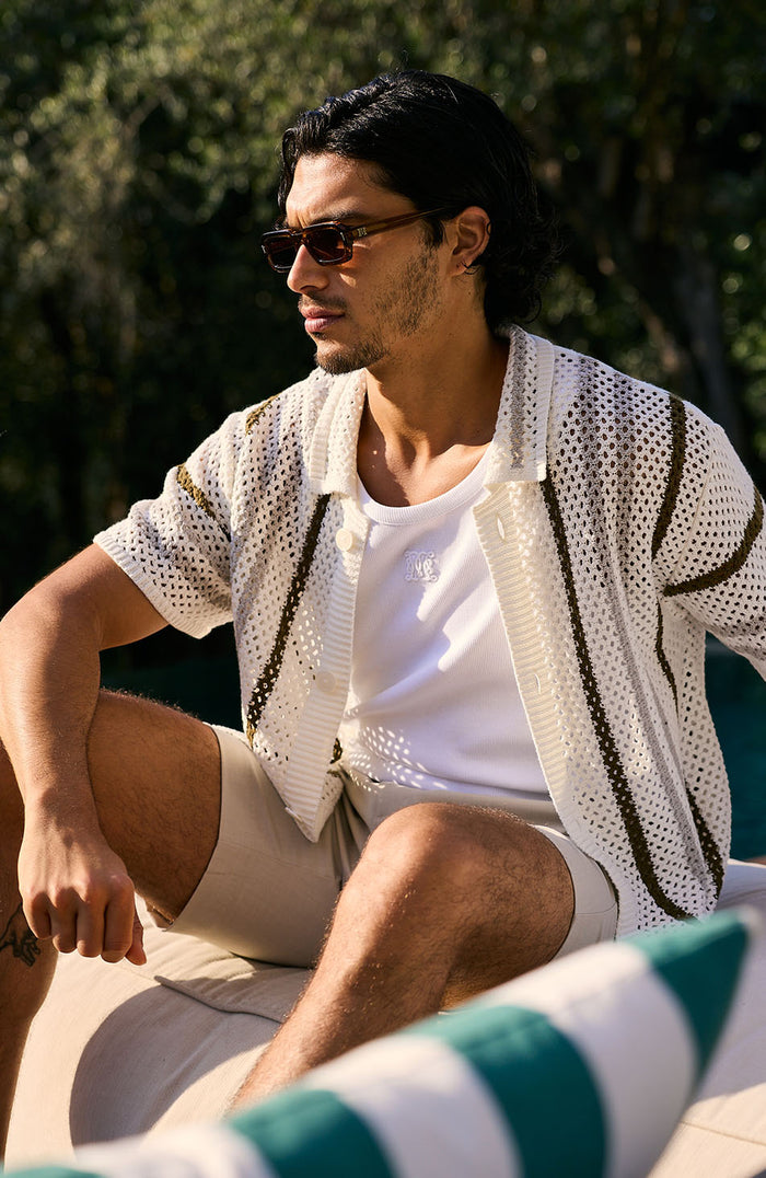 Brisa Cotton Crochet Stripe Shirt