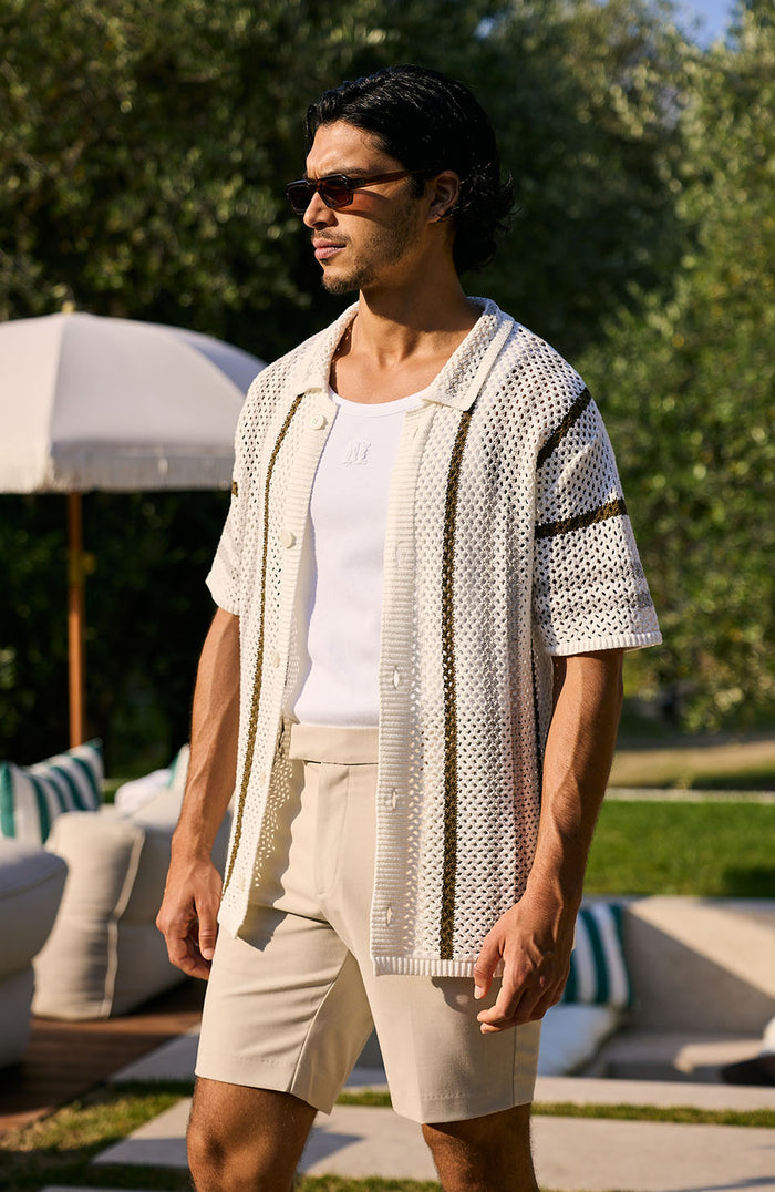 Brisa Cotton Crochet Stripe Shirt