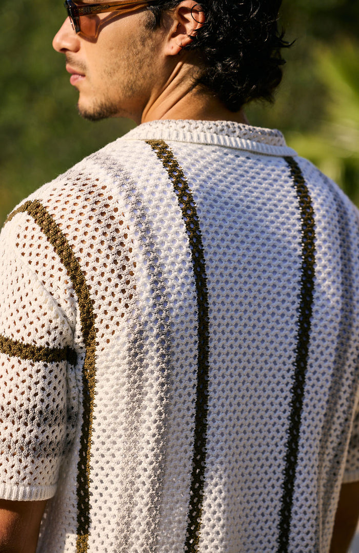 Brisa Cotton Crochet Stripe Shirt