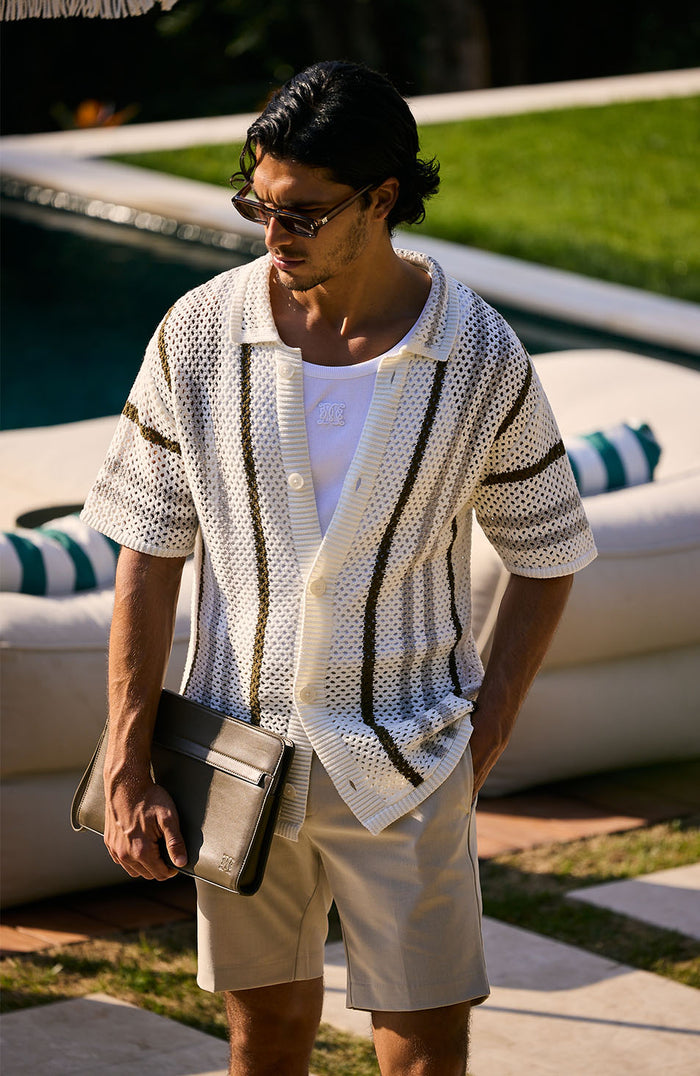 Brisa Cotton Crochet Stripe Shirt