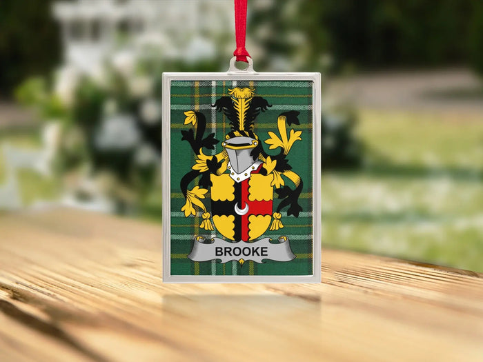 Brooke Irish family crest Christmas ornament — keepsake for the tree