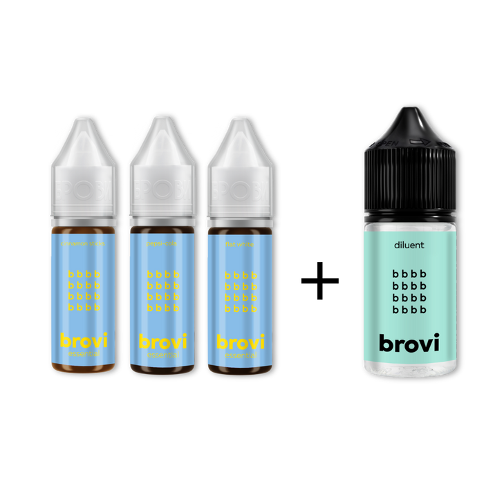 Brovi Brow Pigment Set for Hair Strokes Technique with FREE Dilutor Supreme Permanent