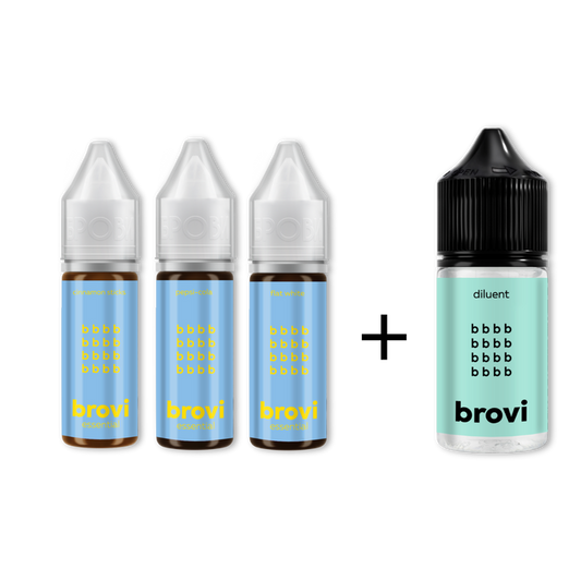 Brovi Brow Pigment Set for Hair Strokes Technique with FREE Dilutor Supreme Permanent