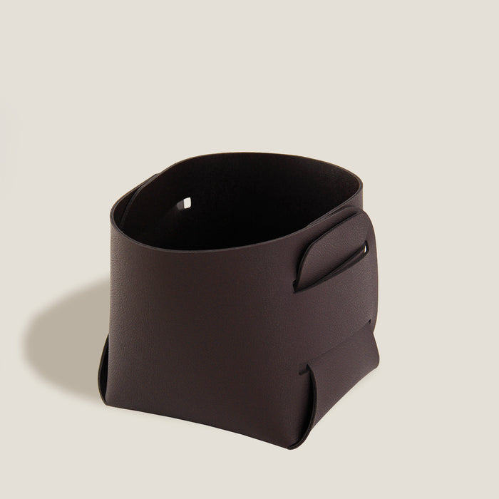 Brown Leather Storage Basket