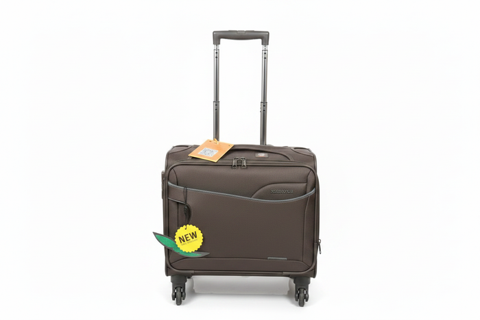 Brown Trolley Luggage Small Cabin Size on white background