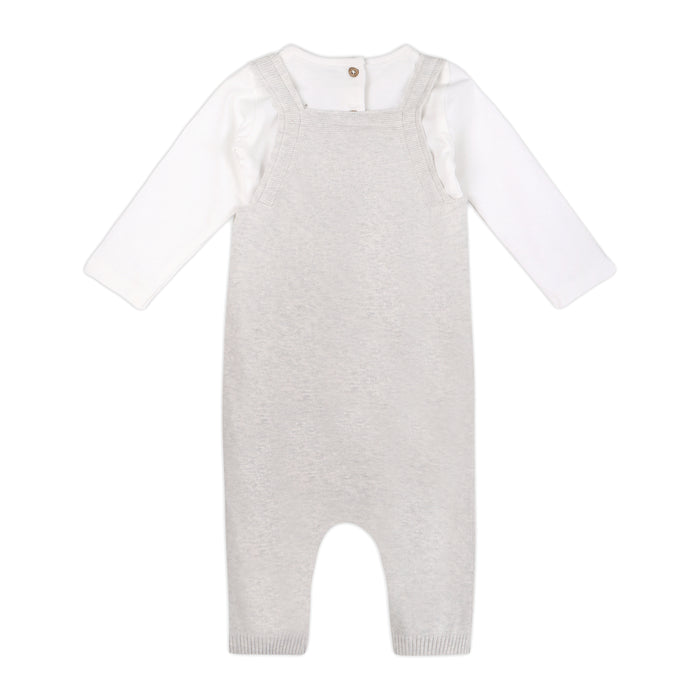 Bunny Floral Embroidered Sweater Knit Baby Overall SET (Organic Cotton)