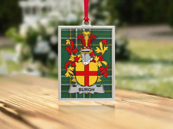 Burgh Irish family crest Christmas ornament — keepsake for the tree