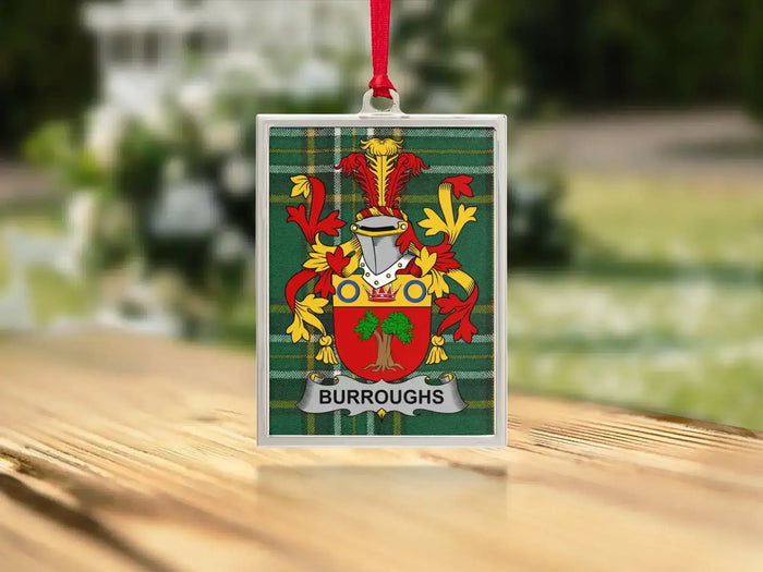 Burroughs Irish family crest Christmas ornament — keepsake for the tree