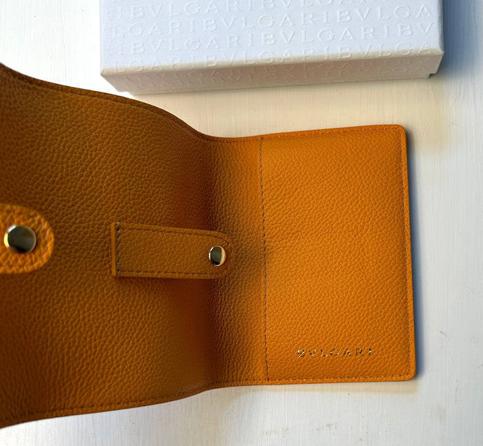 Bvlgari leather travel watch case, new in box, with sleek design and secure compartments for protecting luxury watches.