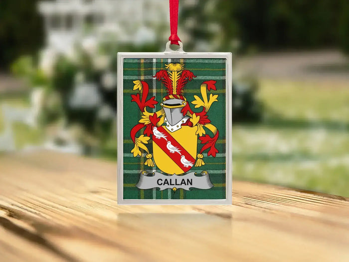 Callan Irish family crest Christmas ornament — keepsake for the tree