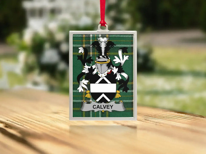 Calvey Irish family crest Christmas ornament — keepsake for the tree