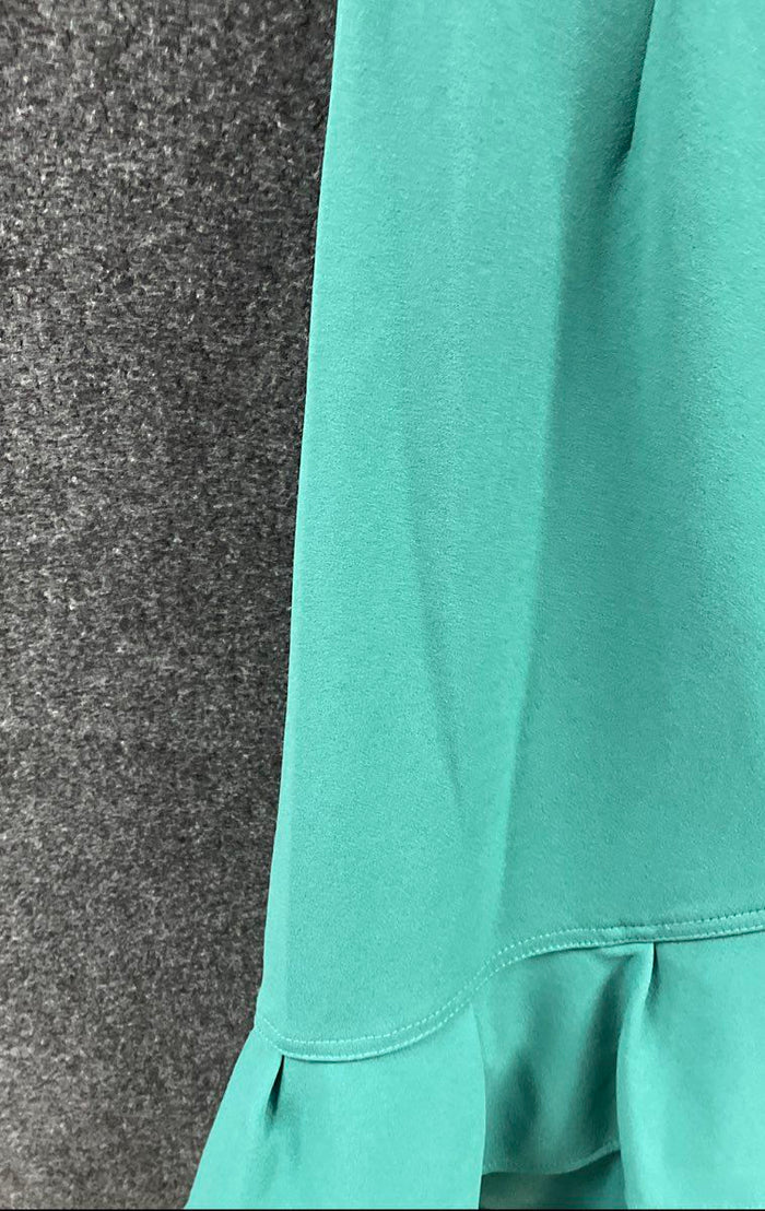 Calvin Klein Women's Teal Green Sleeveless Ruffle Hem Faux Wrap Dress NWT Sz 10