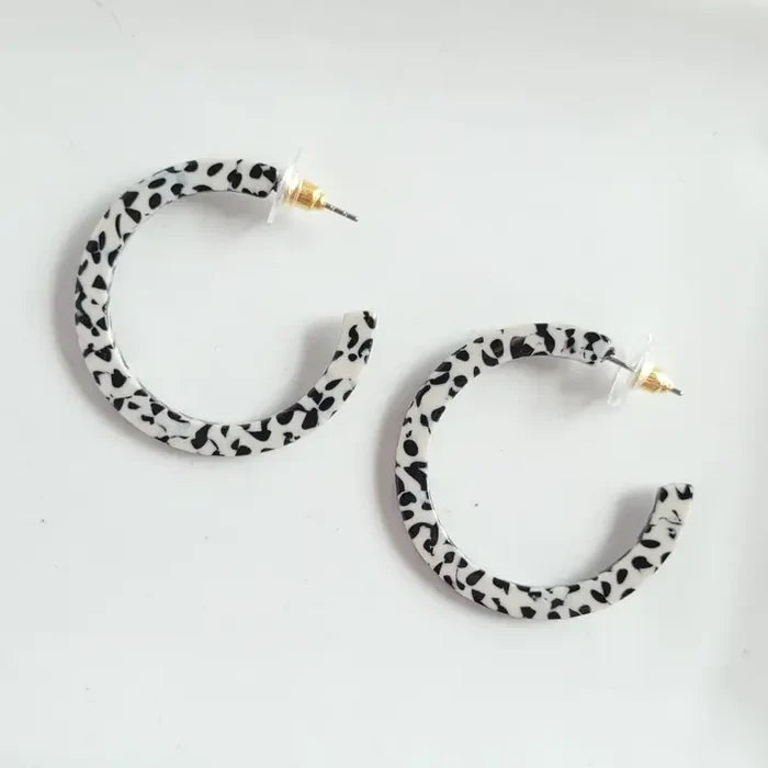 Camy Hoops Black White Dot