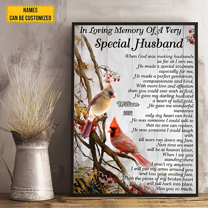 Cardinal Canvas Special Husband Memorial Gift Wall Art Wall Decor Living Home Decor