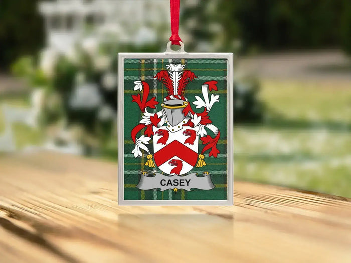 Casey Irish surname Christmas ornament presented as a keepsake for the tree.