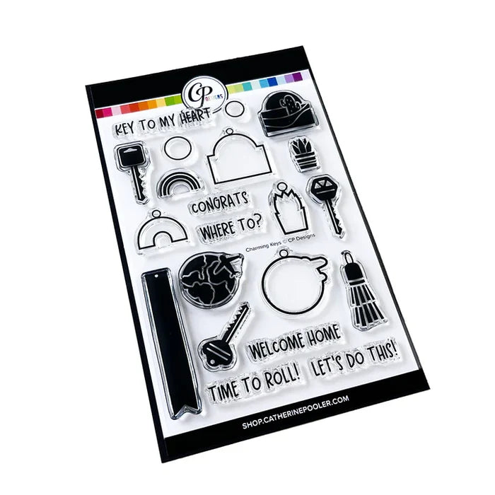 Catherine Pooler - Stamp &amp; Die Set - Charming Keys. For all of life's moments where you are moving up or moving out, we have the Charming Keys Stamp Set and Dies! Available at Embellish Away located in Bowmanville Ontario Canada.