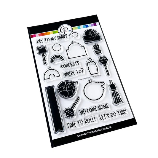 Catherine Pooler - Stamp &amp; Die Set - Charming Keys. For all of life's moments where you are moving up or moving out, we have the Charming Keys Stamp Set and Dies! Available at Embellish Away located in Bowmanville Ontario Canada.