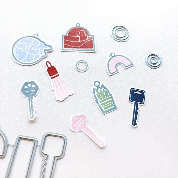 Catherine Pooler - Stamp &amp; Die Set - Charming Keys. For all of life's moments where you are moving up or moving out, we have the Charming Keys Stamp Set and Dies! Available at Embellish Away located in Bowmanville Ontario Canada.
