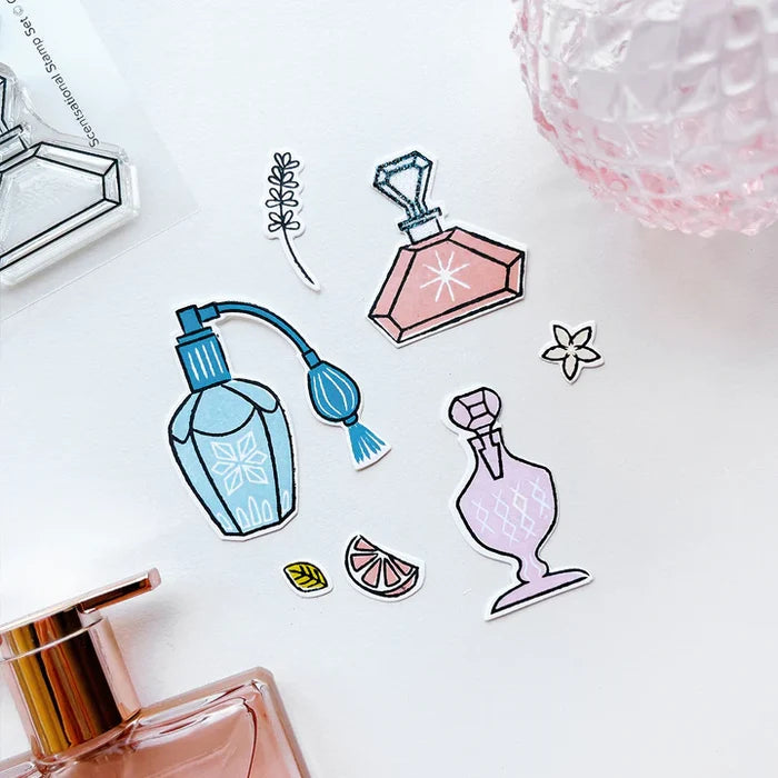 Catherine Pooler - Stamp &amp; Die Set - Scentsational. Tell her she is "one classy lady" with the Scentsational Set! This perfume bottle themed set features two-step stamps with a elegant style. Available at Embellish Away located in Bowmanville Ontario Canada.