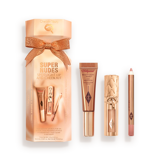 CHARLOT TILBURY super nudes spotlight lip and cheek kit Hollywood mini lip trio 3PC
