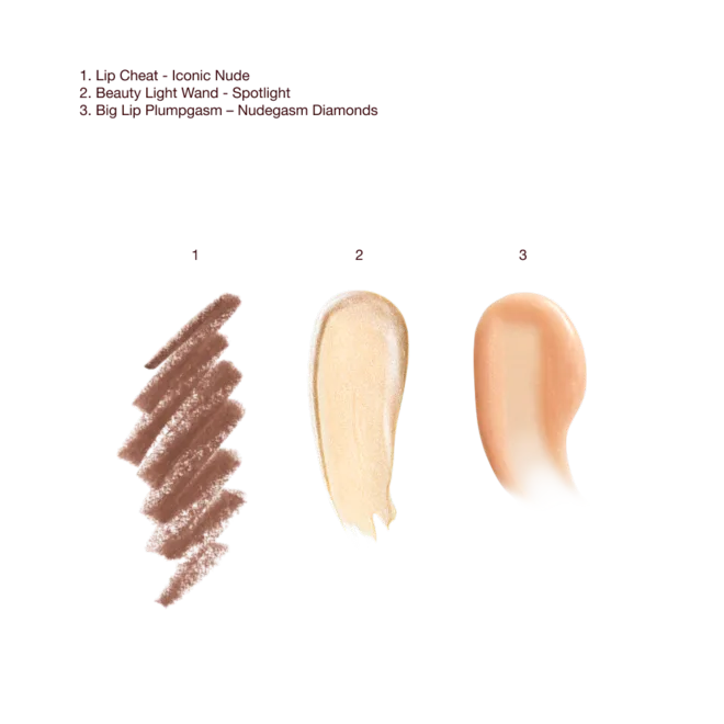 CHARLOT TILBURY super nudes spotlight lip and cheek kit Hollywood mini lip trio 3PC