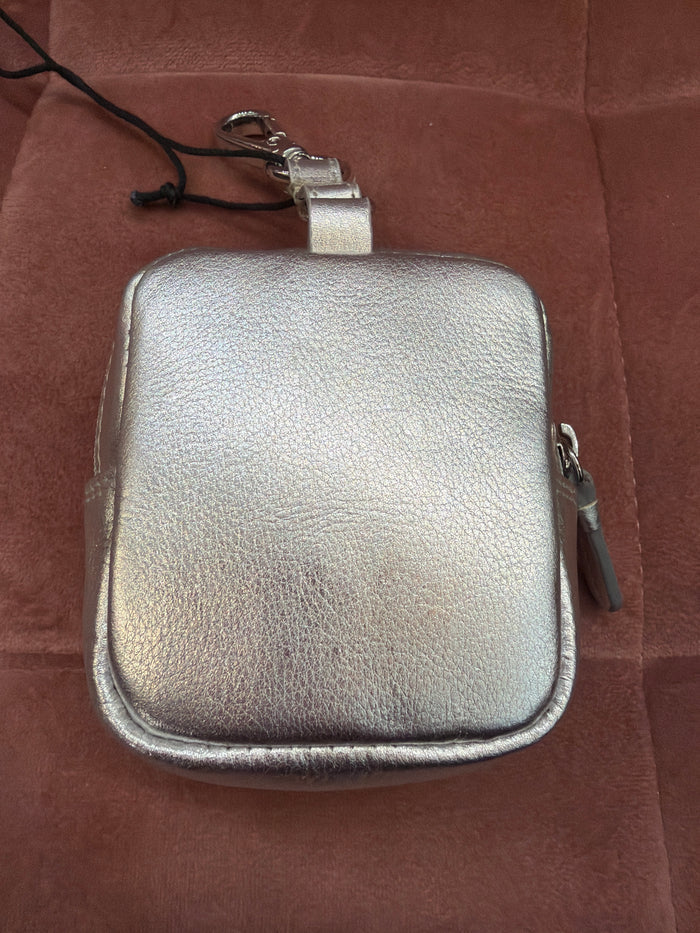 Checkerboard pouch charm by ili New York, a stylish bag charm with black and white checkerboard pattern, perfect for accessories.