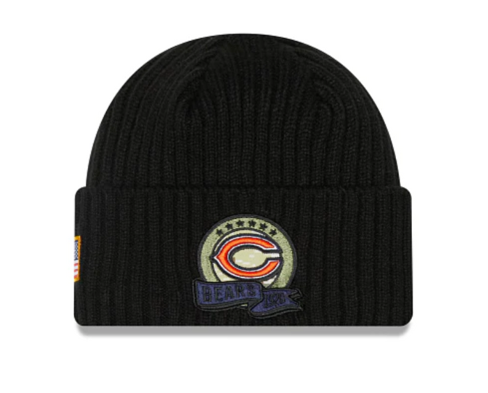 Chicago Bears New Era Black 2022 Salute To Service Knit Hat