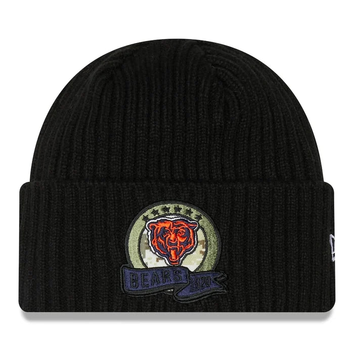 Chicago Bears New Era Black 2022 Salute To Service Knit Hat
