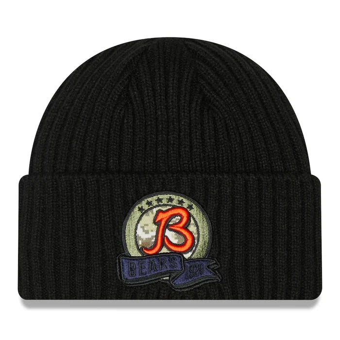 Chicago Bears New Era Black 2022 Salute To Service Knit Hat