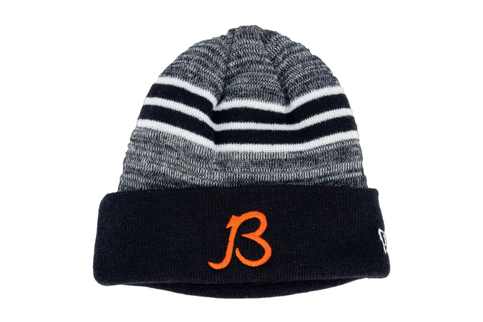 Chicago Bears New Era Marled Stripe Cuffed Beanie B Logo