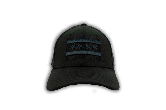 Chicago Flag New Era Black Tonal 39Thirty Stretch Cap