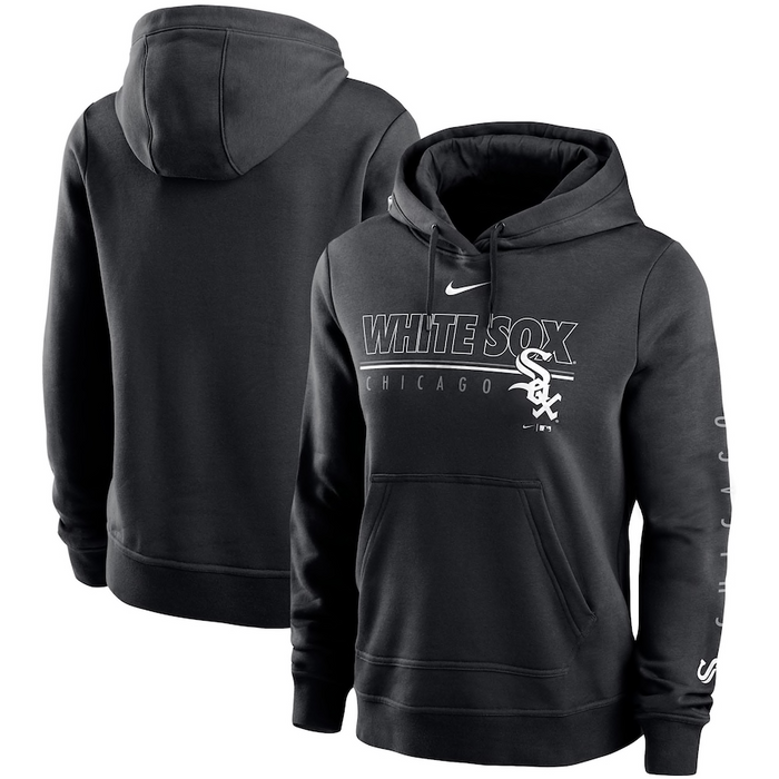 Chicago White Sox Black Women's Team Outline Club Pullover Hoodie by Nike