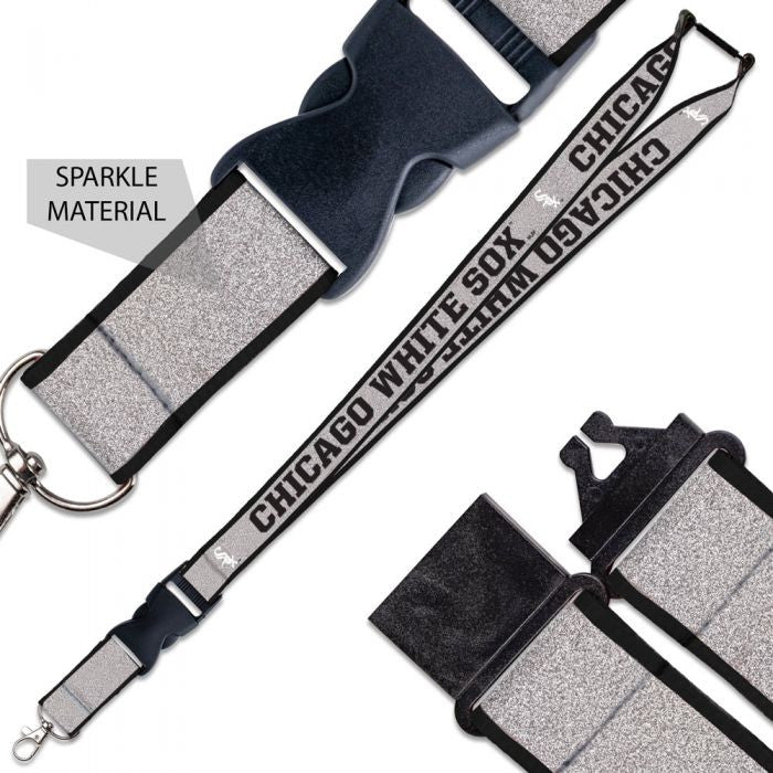CHICAGO WHITE SOX LANYARD W/BUCKLE GLITTER 1"