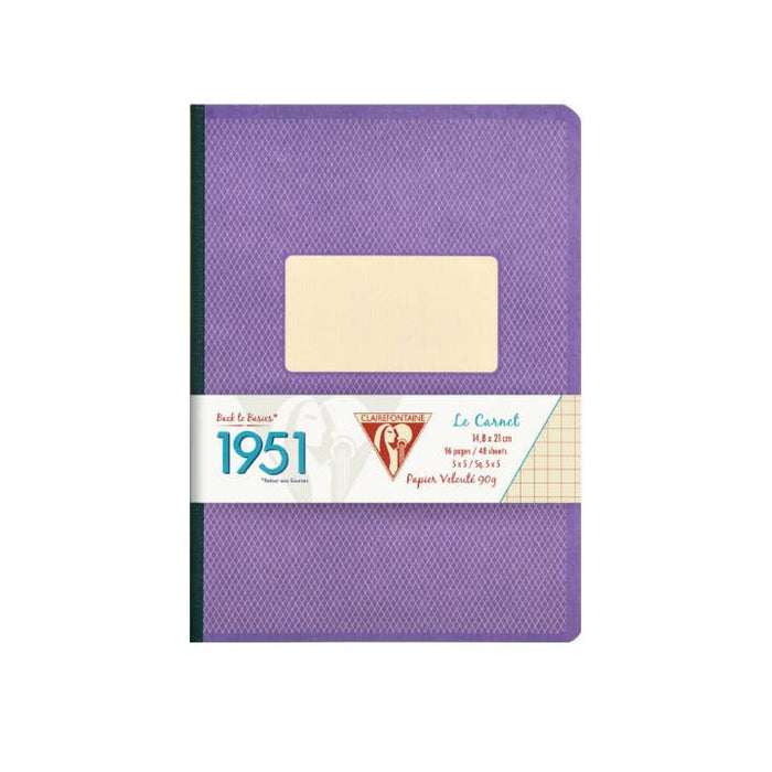 Purple notebook with a label on a white background