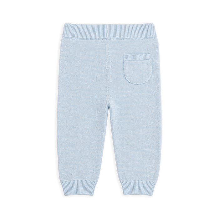 Back of Sweater Knit Baby Pocket Organic Legging Pants, Sky Heather