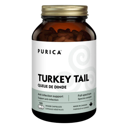 Bottle of Purica Turkey Tail 120 Veggie Capsules