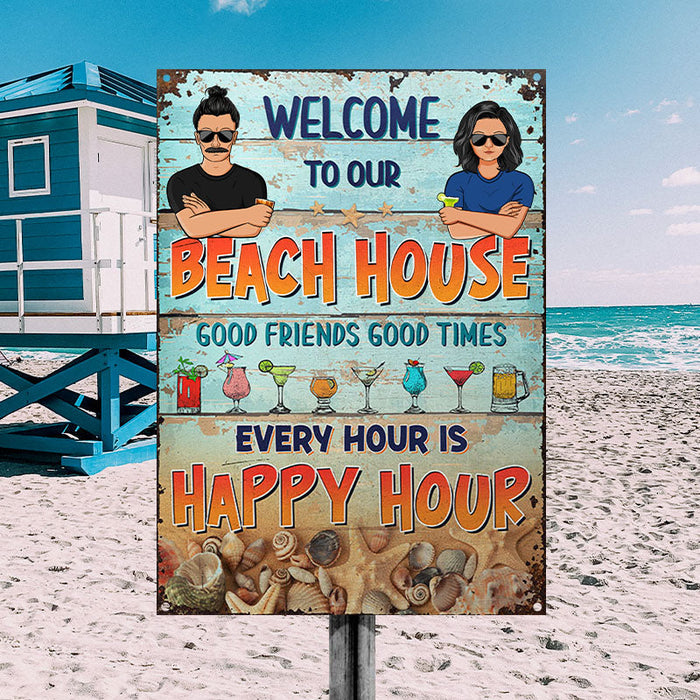 Couple Welcome To Our Paradise Husband Wife - Backyard Sign - Personalized Custom Classic Metal Signs